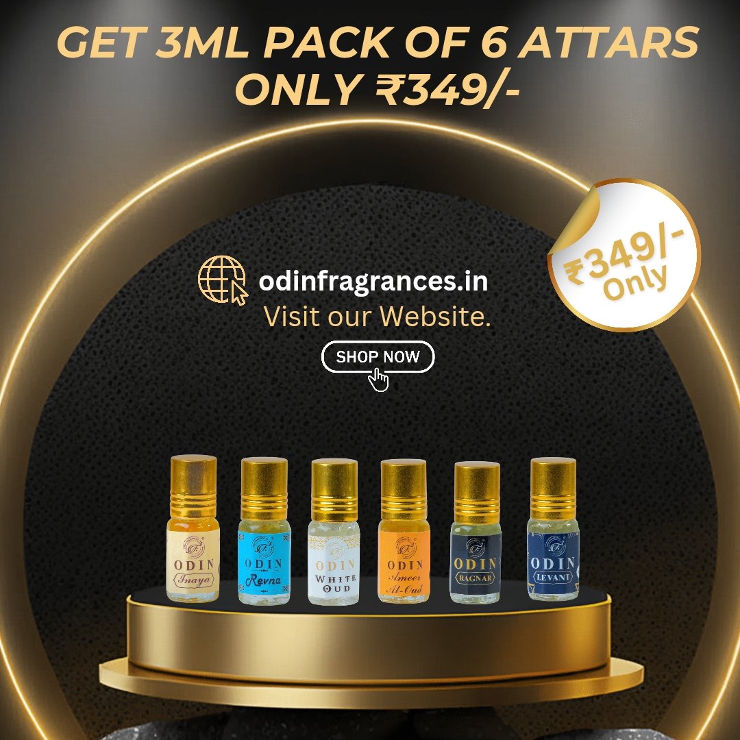 ODIN FRAGRANCES PACK OF 6 x 3ML POCKET ATTARS | UNISEX ATTARS WITH LONG LASTING |